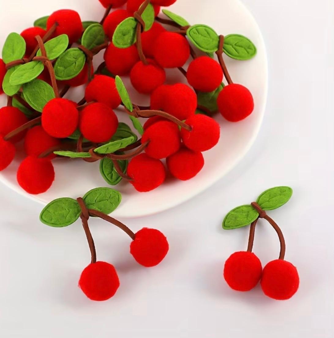 Aplique Cereja pompom vermelho  6 UND